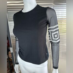 Ferre Sheer Long Sleeve Top Black Small